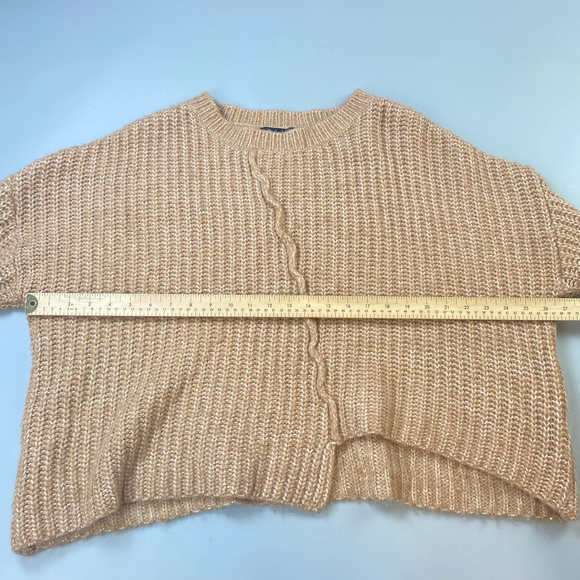 ZARA KNIT Sweater Women Small Chunky Knit Oversized Soft Girl Crop Asymmetrical - Picture 10 of 13